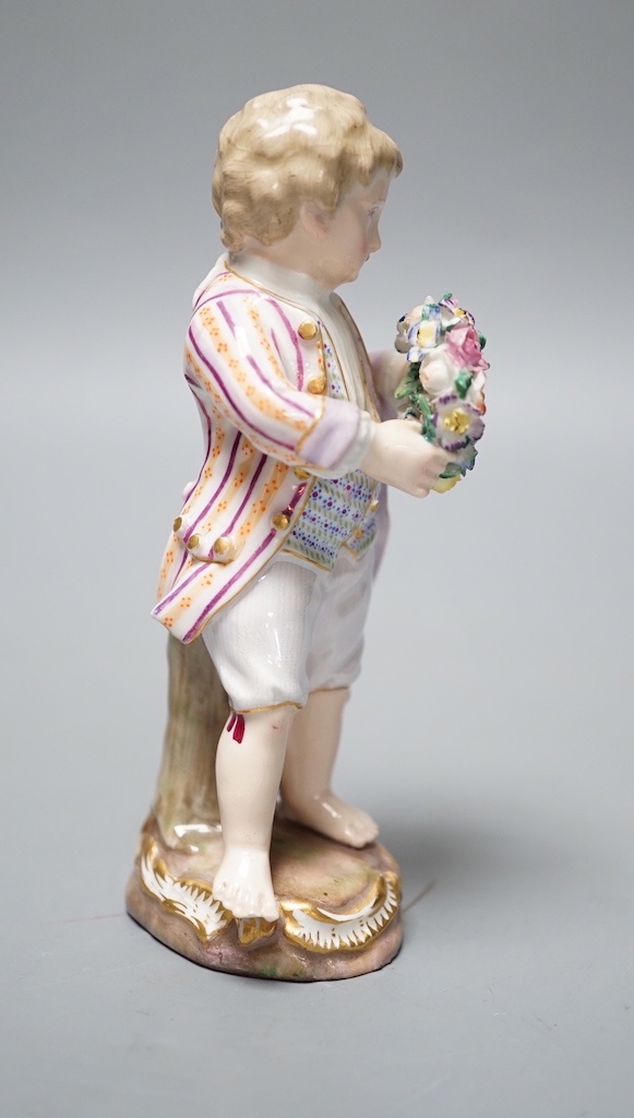 A 19th century Meissen boy with garland 13cm